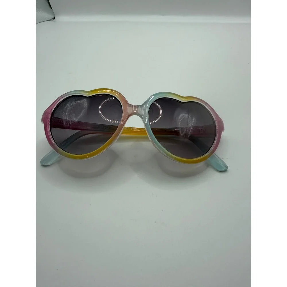 Gap Kids Girls Heart Sunglasses Rainbow Ombre Pink Blue Yellow Summer Accessory